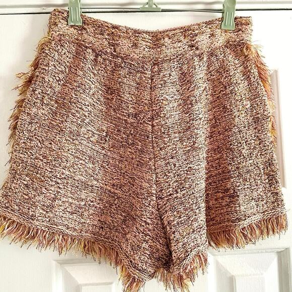 M by MISSONI Knit Tweed Fringe Shorts Metallic Pink Preppy ASO Cobra Kai - Sz 8 - Picture 7 of 9